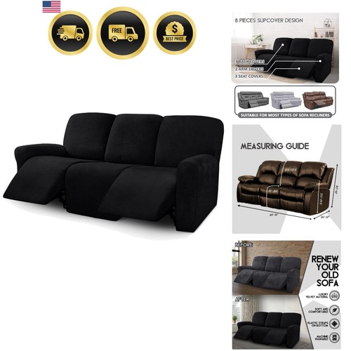 Velvet pieces recliner - 8-pieces, sofa
