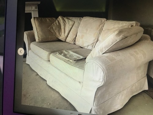Cream brocade three seater - cream,